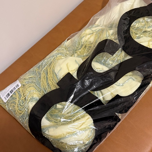 NWT ASOS DESIGN Beaded Fringe Mini Cami Dress in Pale Yellow - Picture 4 of 10